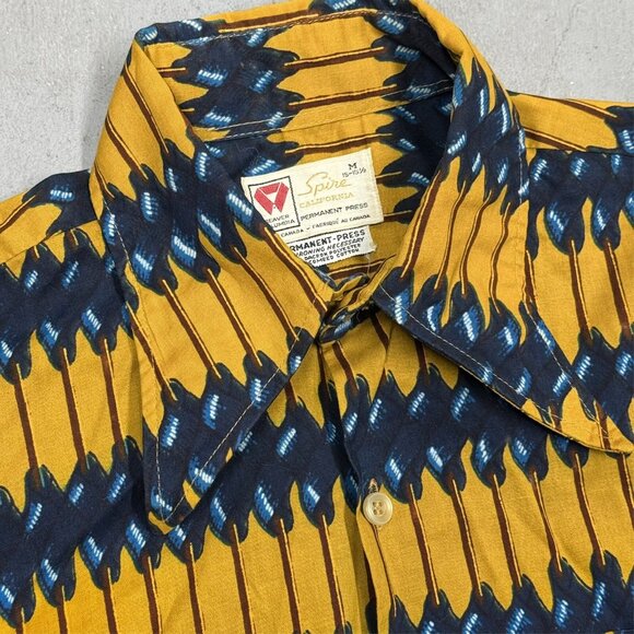 Rare 1960s Spire California Dacron Disco Colorful Pattern Shirt Medium 15 1/2 - Picture 3 of 9